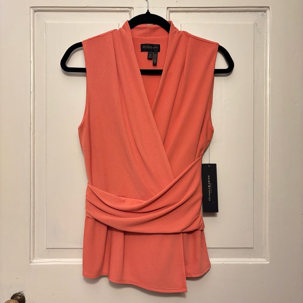 Donna Karan V-Neck Wrap Sleeveless Top, size XS